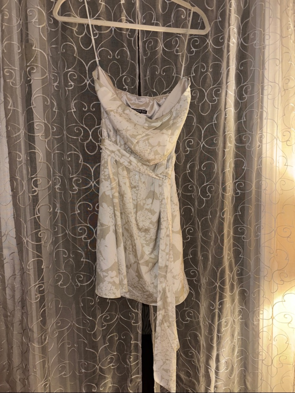 Strapless Ivory Floral Cocktail Dress